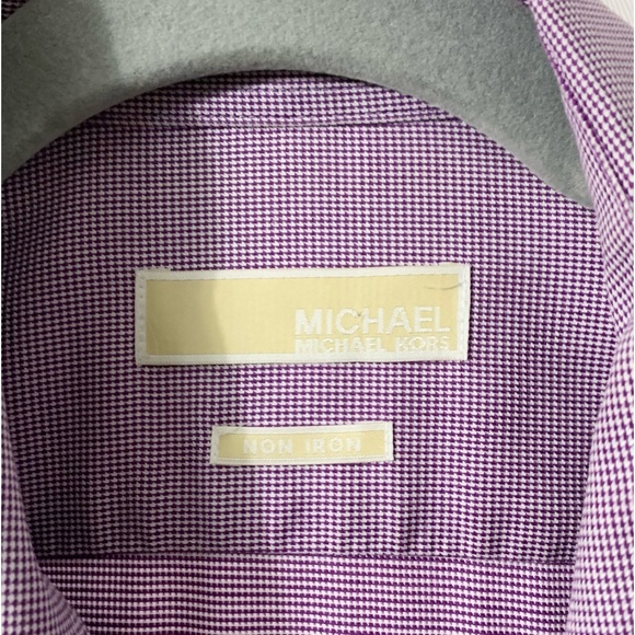 Michael Kors Mens No Iron Lavender Check Dress Shirt Size 15.5 (see mesurmnts) - Picture 2 of 6